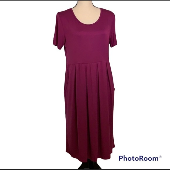 Purple Casual Short Sleeve Dress Front Pockets - Picture 1 of 5